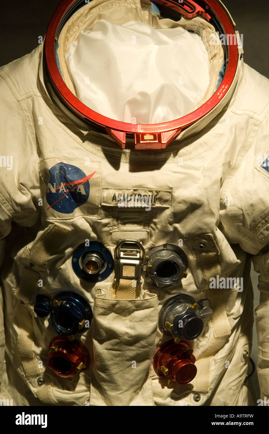 Apollo 11 space suit at the Neil Armstrong Air and Space Museum in Wapakoneta Ohio USA Stock Photo