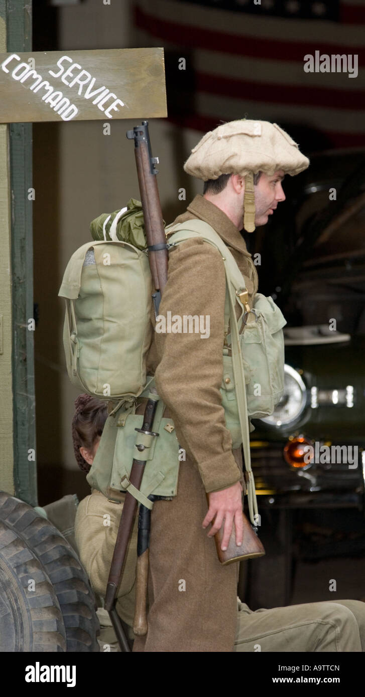 british army solder in ww2 uniform at glen miller festival uk england Stock Photo