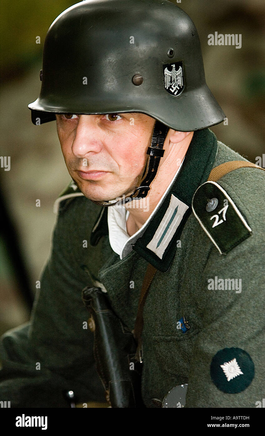 german army soldier in ww2 uniform at glen miller festival Stock Photo
