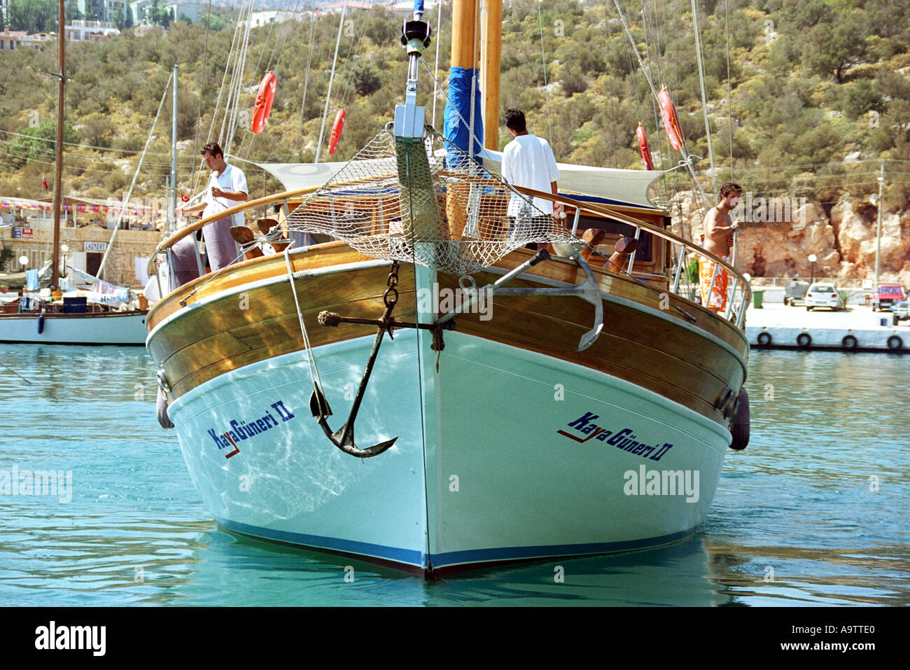 Boat in Kalkan harbour Turkey Stock Photo - Alamy