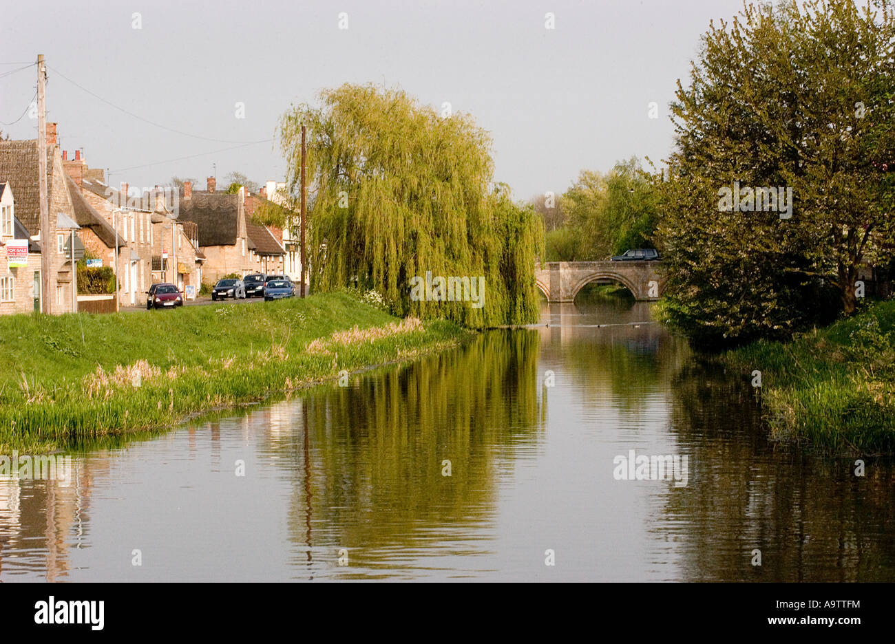 country village river scene of market deeping Stock Photo