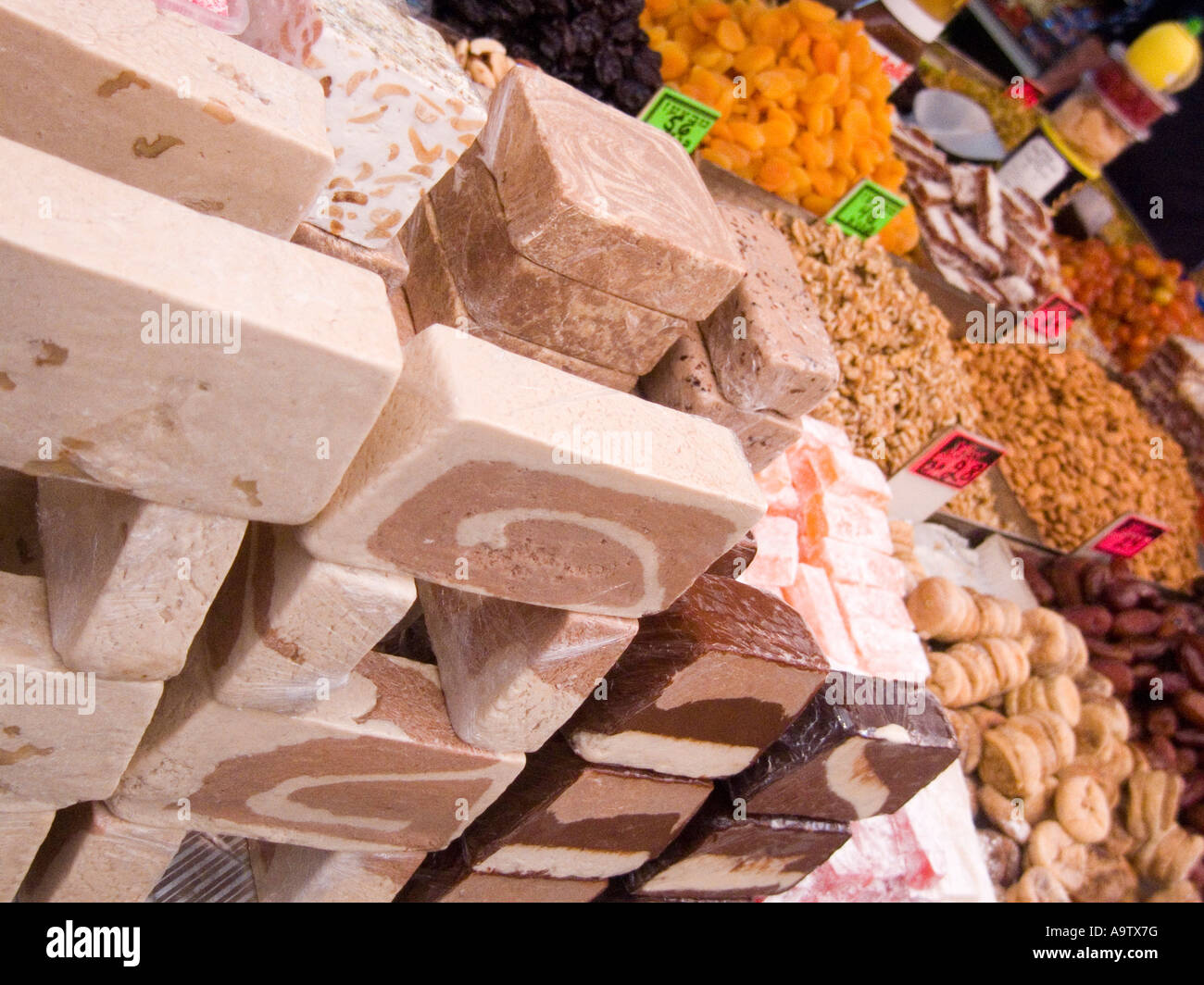display of halva in mahane yehuda market jerusalem israel Stock Photo
