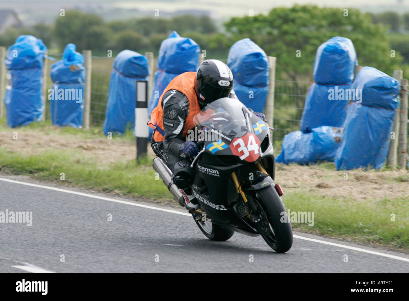 Swedish Road Racer Joakim Karlsson in action at the North West 200 Road