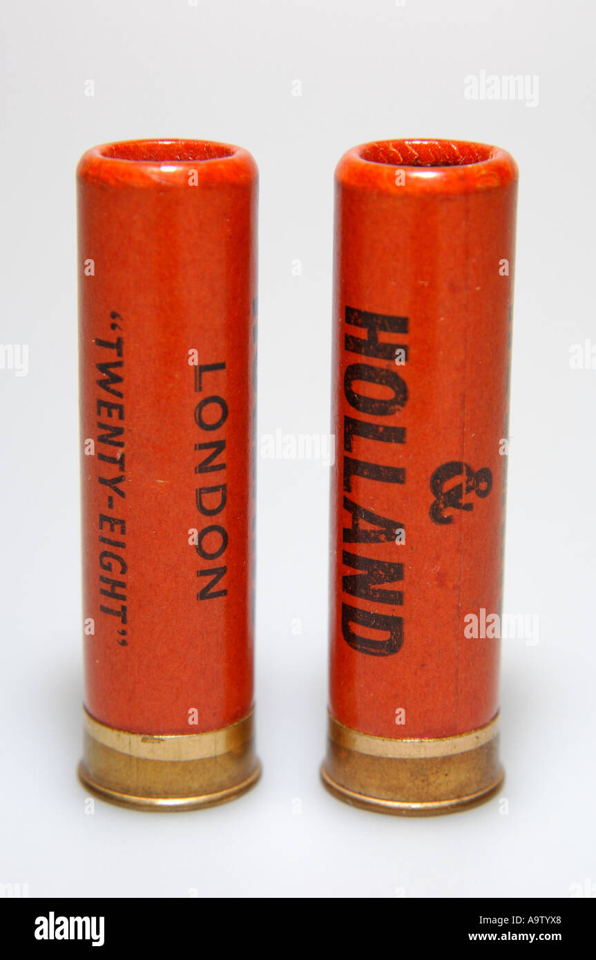 Two old Holland & Holland 28 bore shotgun Cartridges, paper cased on
