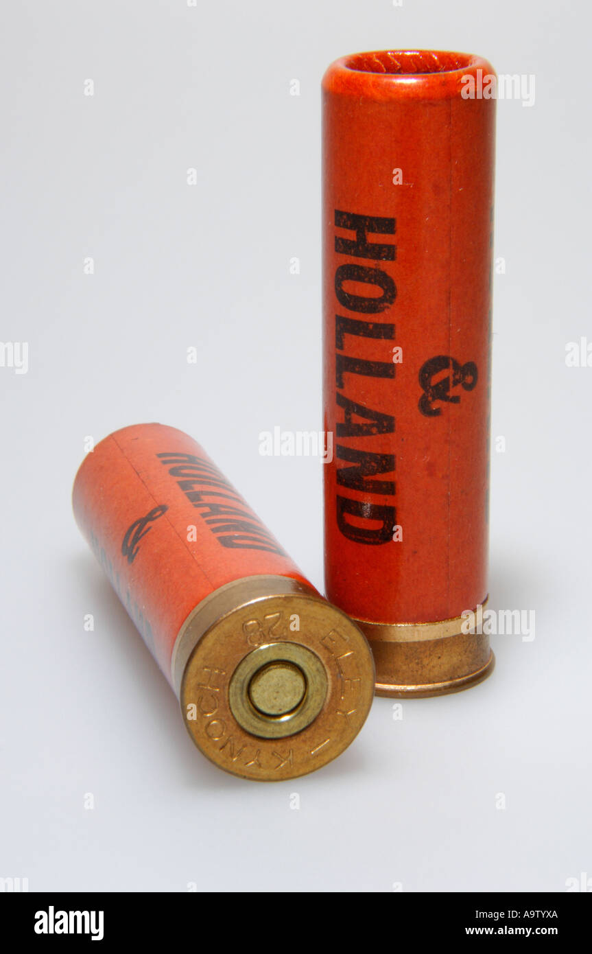 Two old Holland & Holland 28 bore shotgun Cartridges, paper cased on