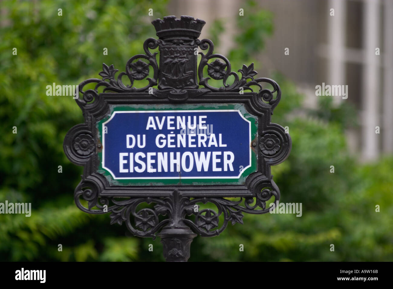 Avenue du General Eisenhower street sign Paris France Stock Photo