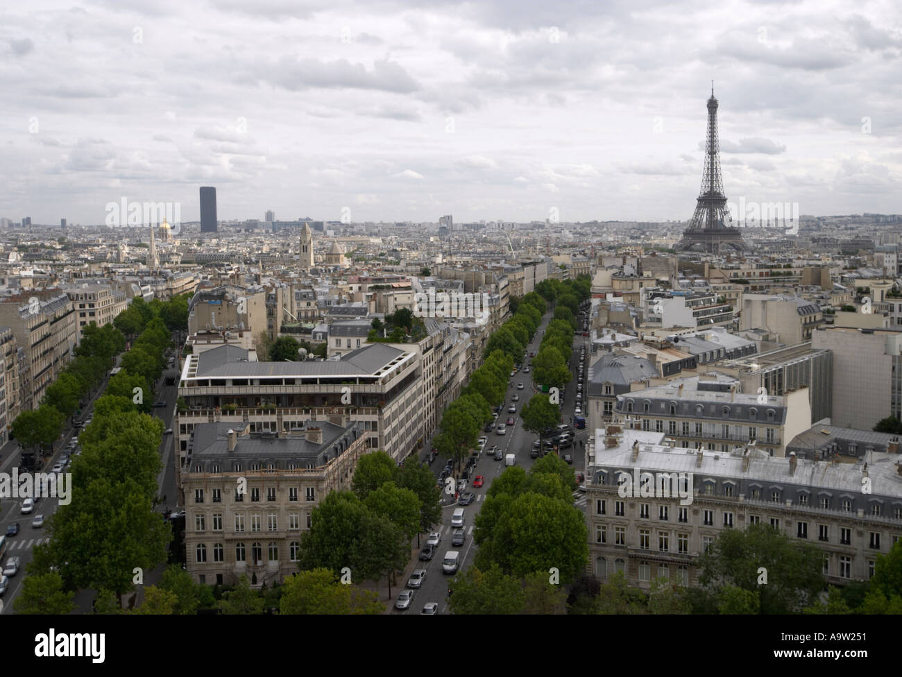 View from the top of Arc de Triomphe Paris France Stock Photo