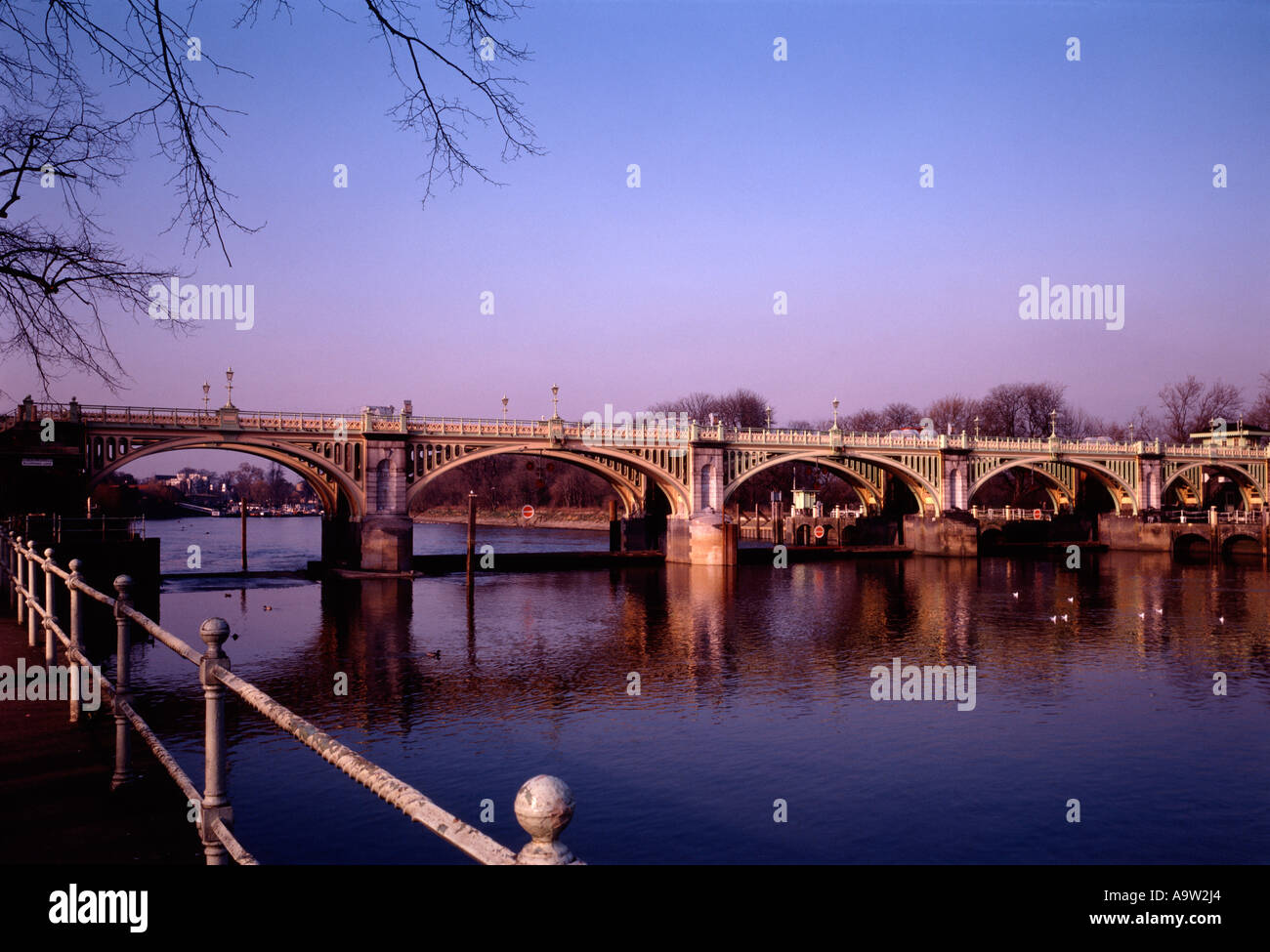 Richmond Lock River Thames from Twickenham Middlesex England Stock