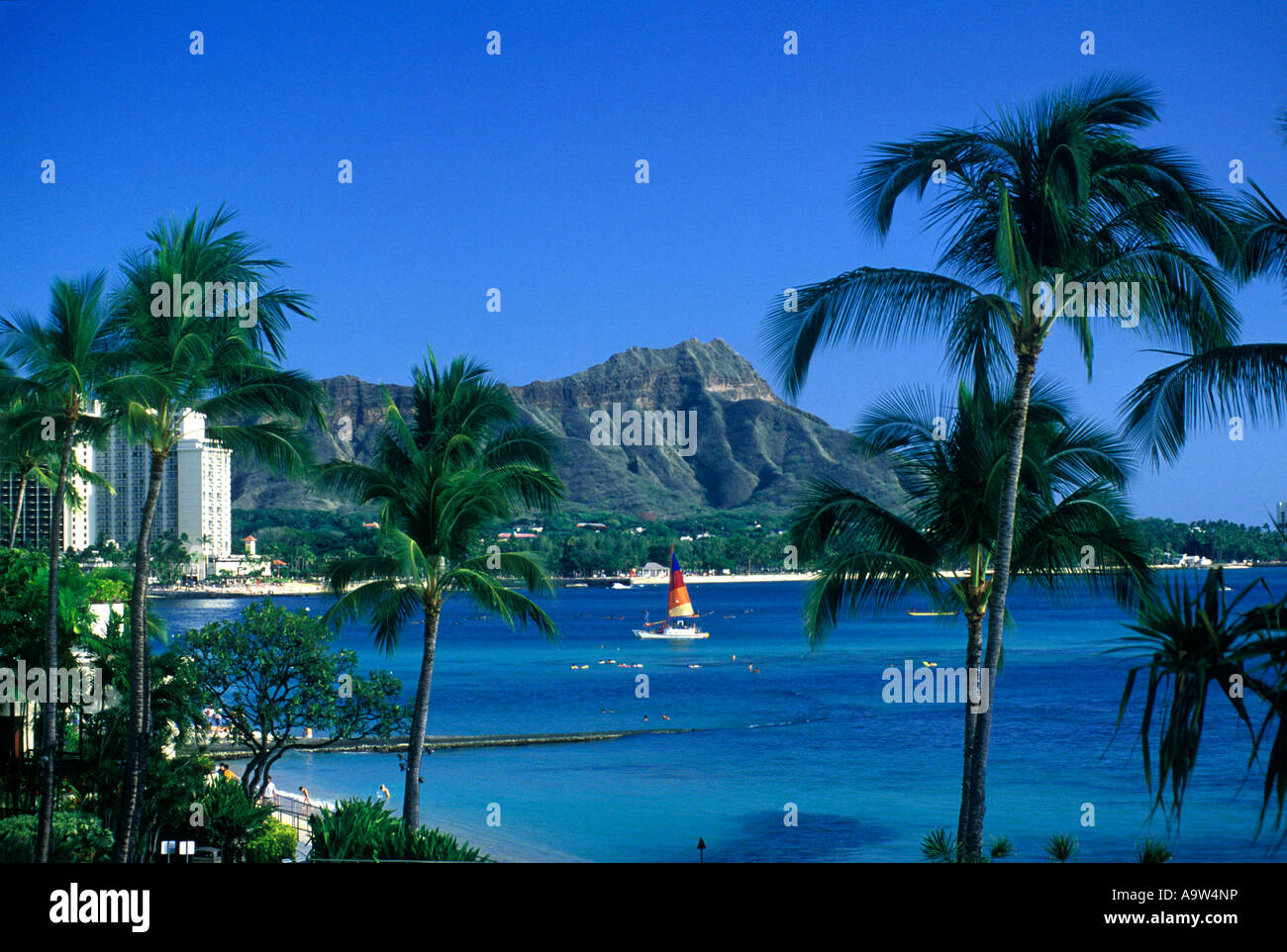 DIAMOND HEAD CRATER WAIKIKI BEACH HONOLULU OAHU HAWAII USA Stock Photo ...