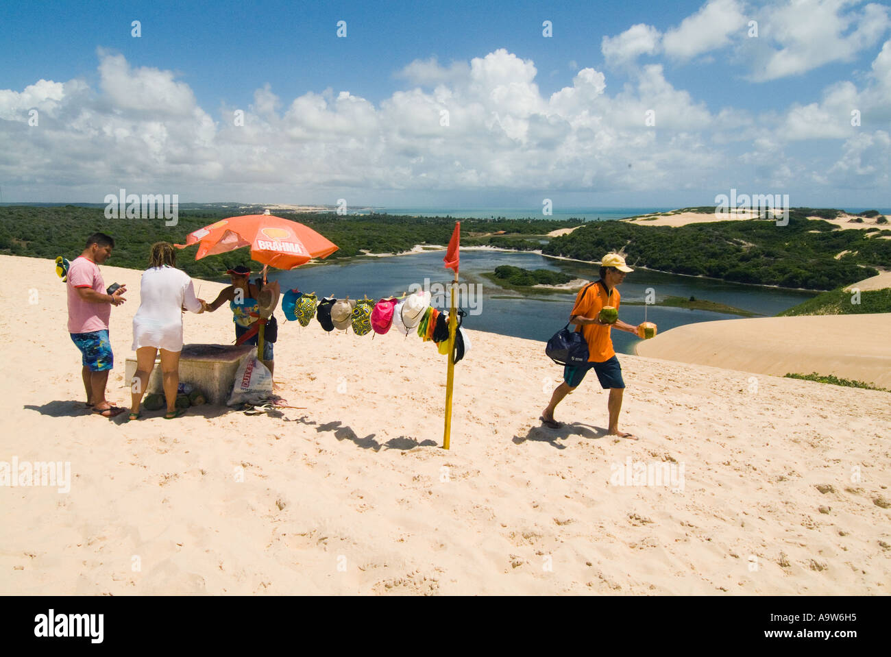 People buying coconuts at a stand on Potengy lake Natal Brazil Stock Photo Alamy