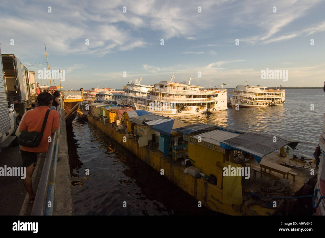 Floating dock of Manaus in the late afternoon sun Brazil Stock Photo