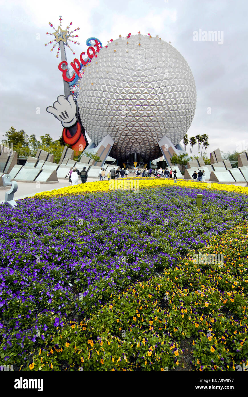 Spaceship Earth at The Epcot Center at Walt Disney World Theme Park Orlando Florida FL Stock Photo