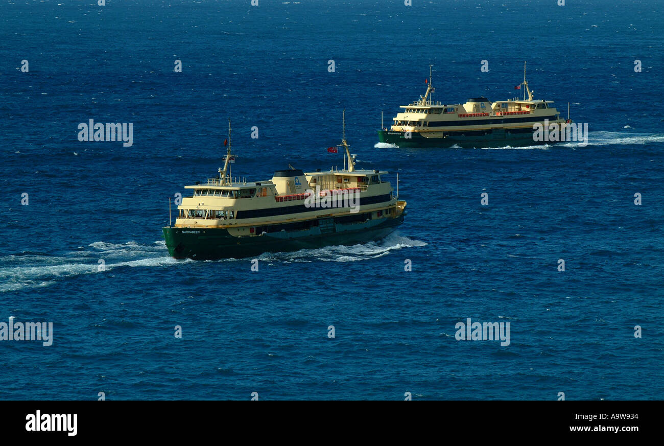 Manly ferries passing Stock Photo