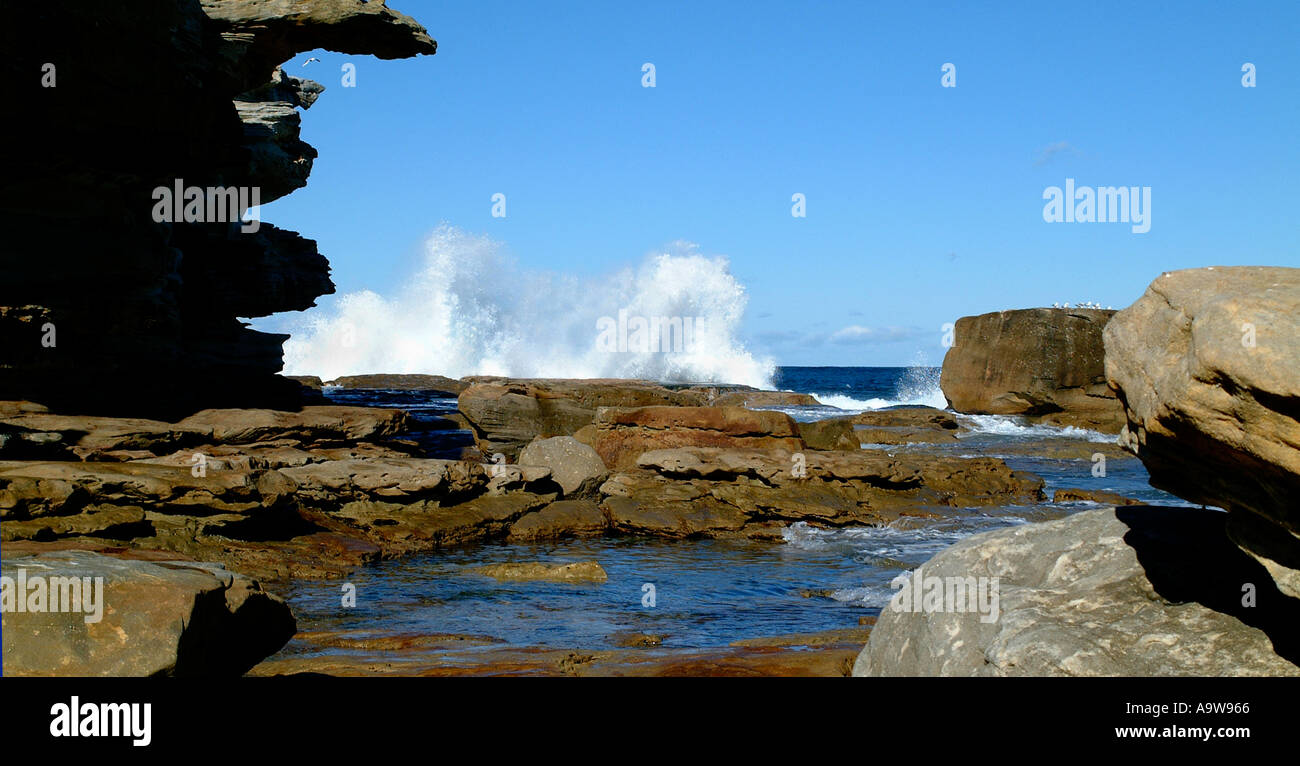 Sea water, waves on Bondi beach Stock Photo