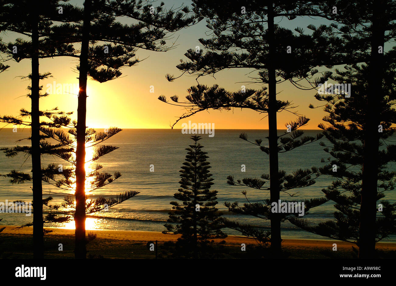 SUNRISE on Manly beech, North shore, Sydney Stock Photo