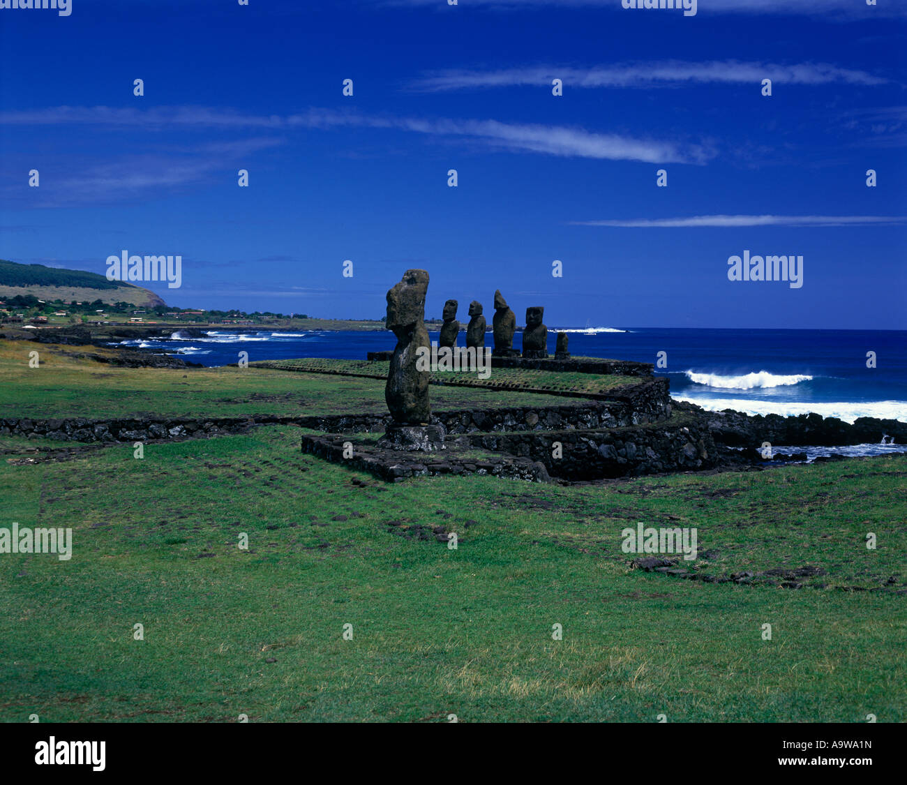 STONE MOAI HEAD STATUES HEADS AHU TAHAI KOTE RIKU EASTER ISLAND RAPA