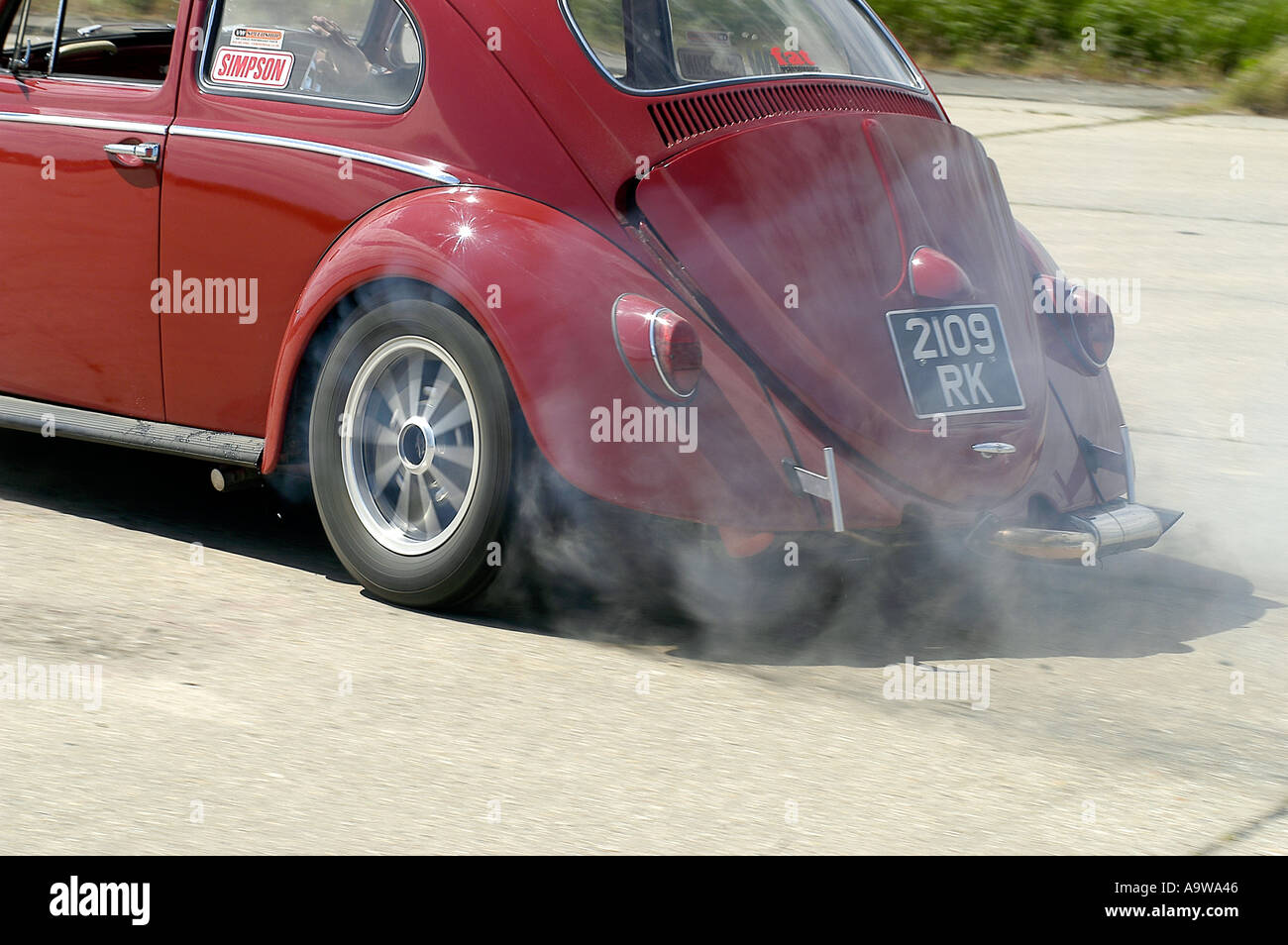 VW Beetle Burning out Stock Photo