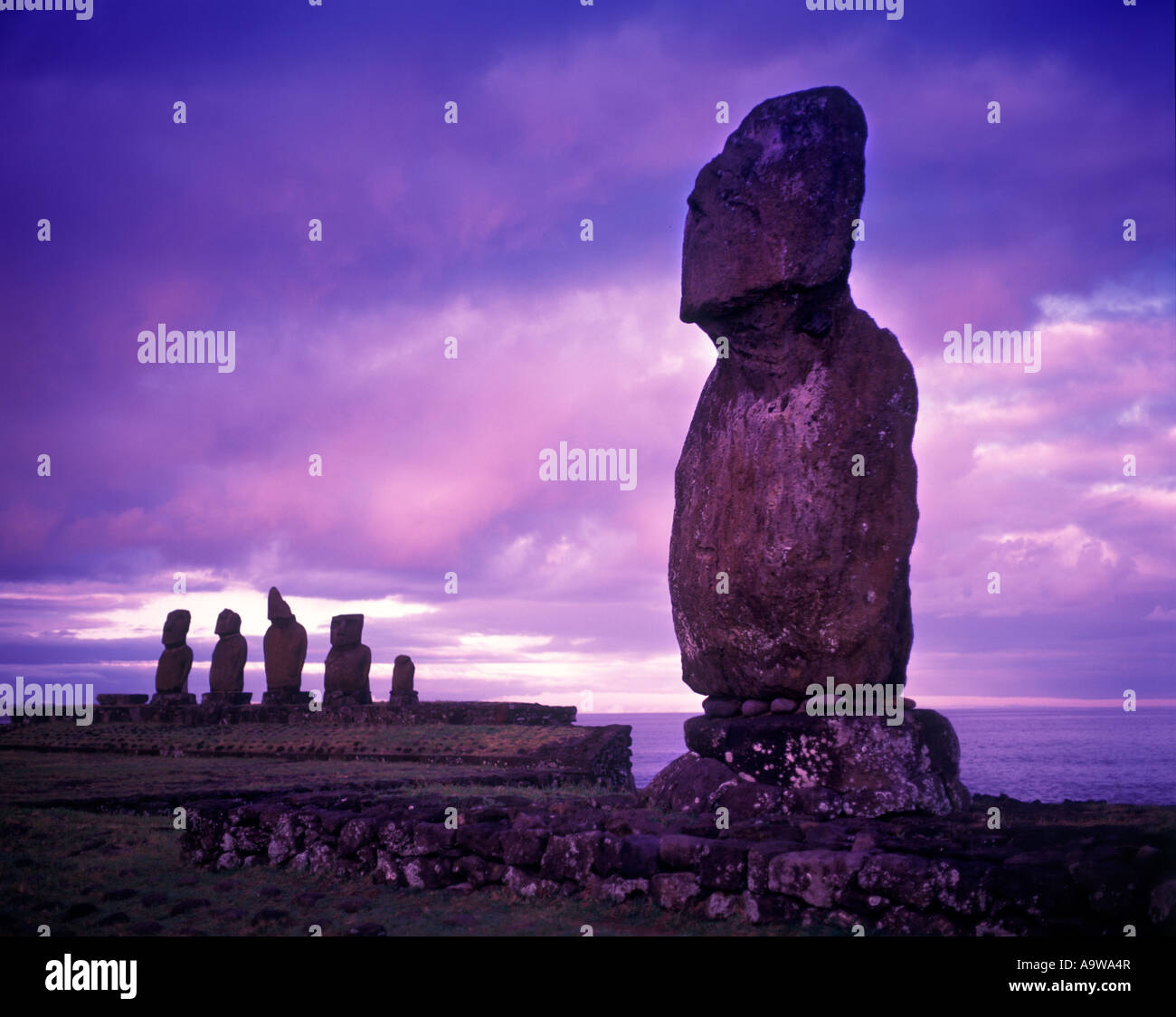 STONE MOAI HEAD STATUES HEADS AHU TAHAI KOTE RIKU EASTER ISLAND RAPA