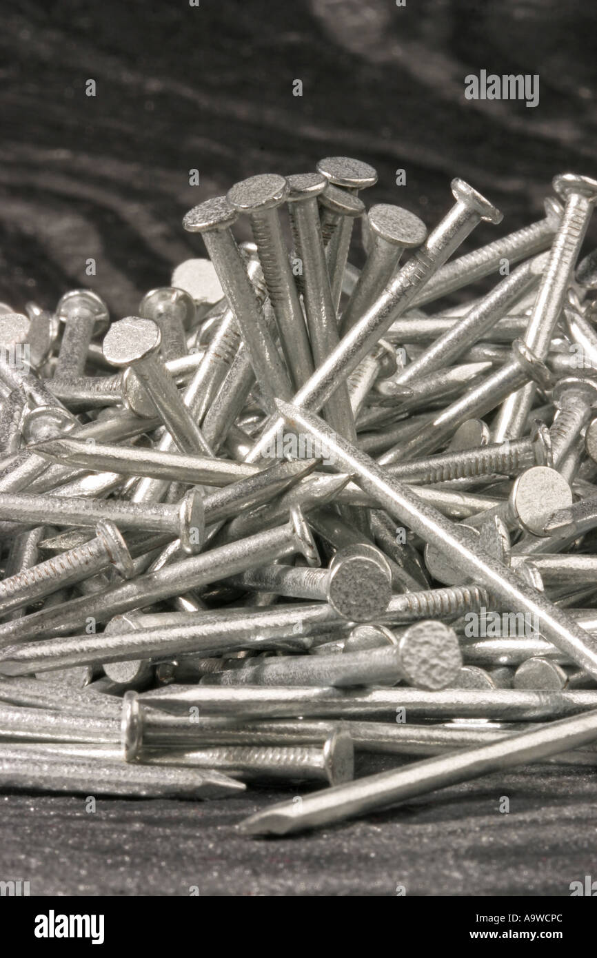Galvanised Metal Nails Stock Photo Alamy