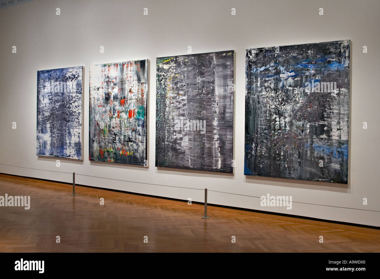 MUSEUMS Chicago Illinois Art Institute of Chicago interior four paintings displayed hung on wall modern art Stock Photo