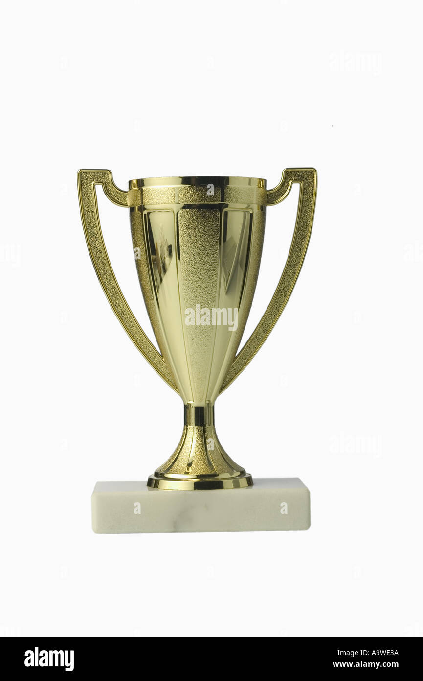 A vector illustration of an empty wood and brass trophy base on an isolated  white studio background Stock Vector