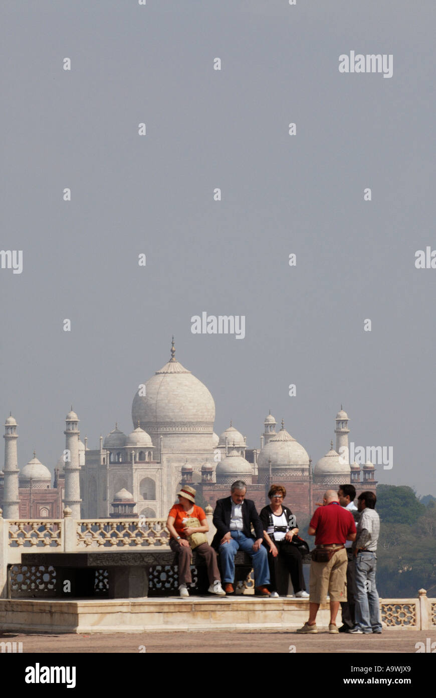 Taj Mahal from inside Agra fort Uttar Pradesh India Stock Photo