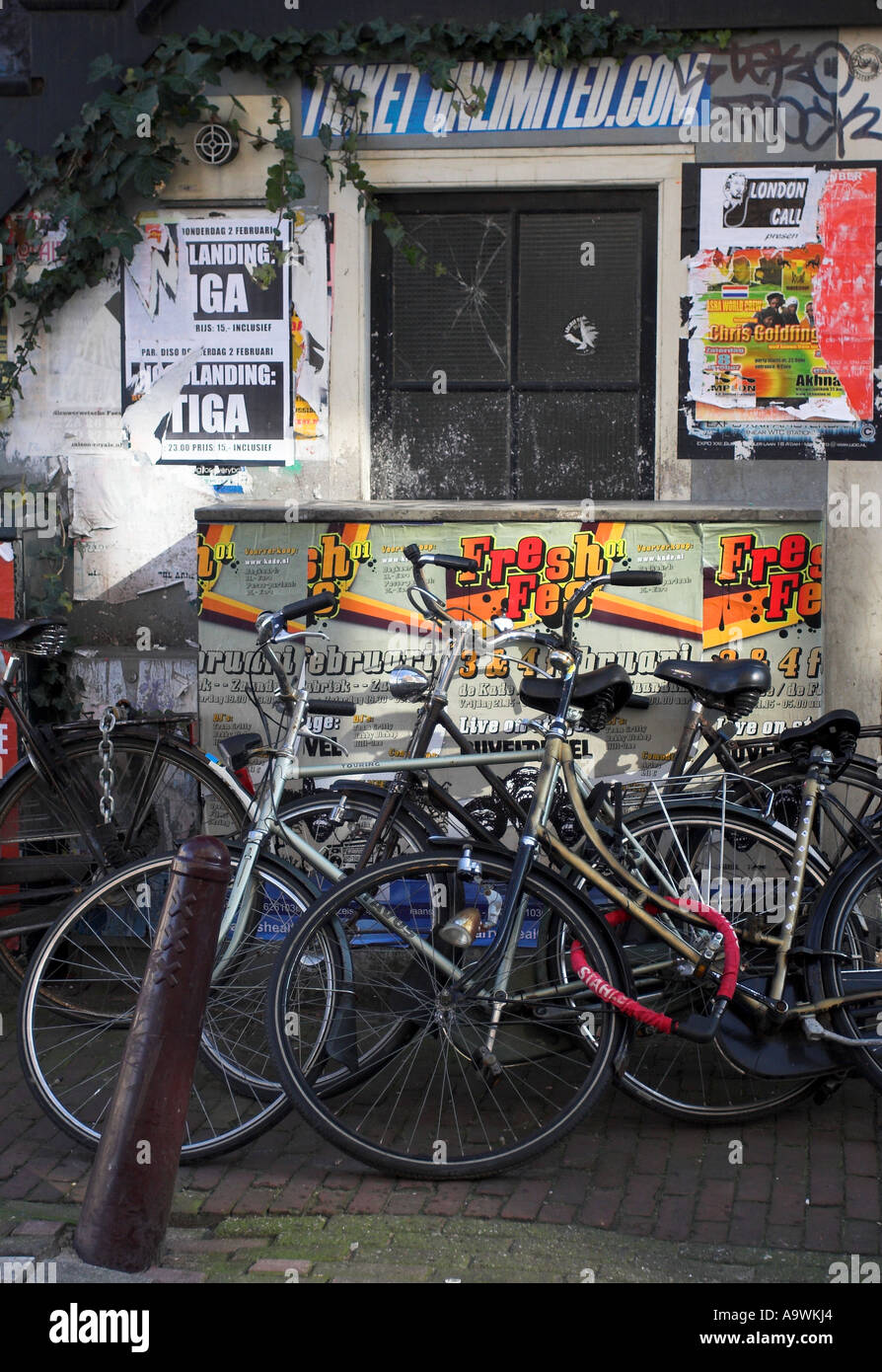 A portrait format image of a typical inner city Amsterdam side street ...