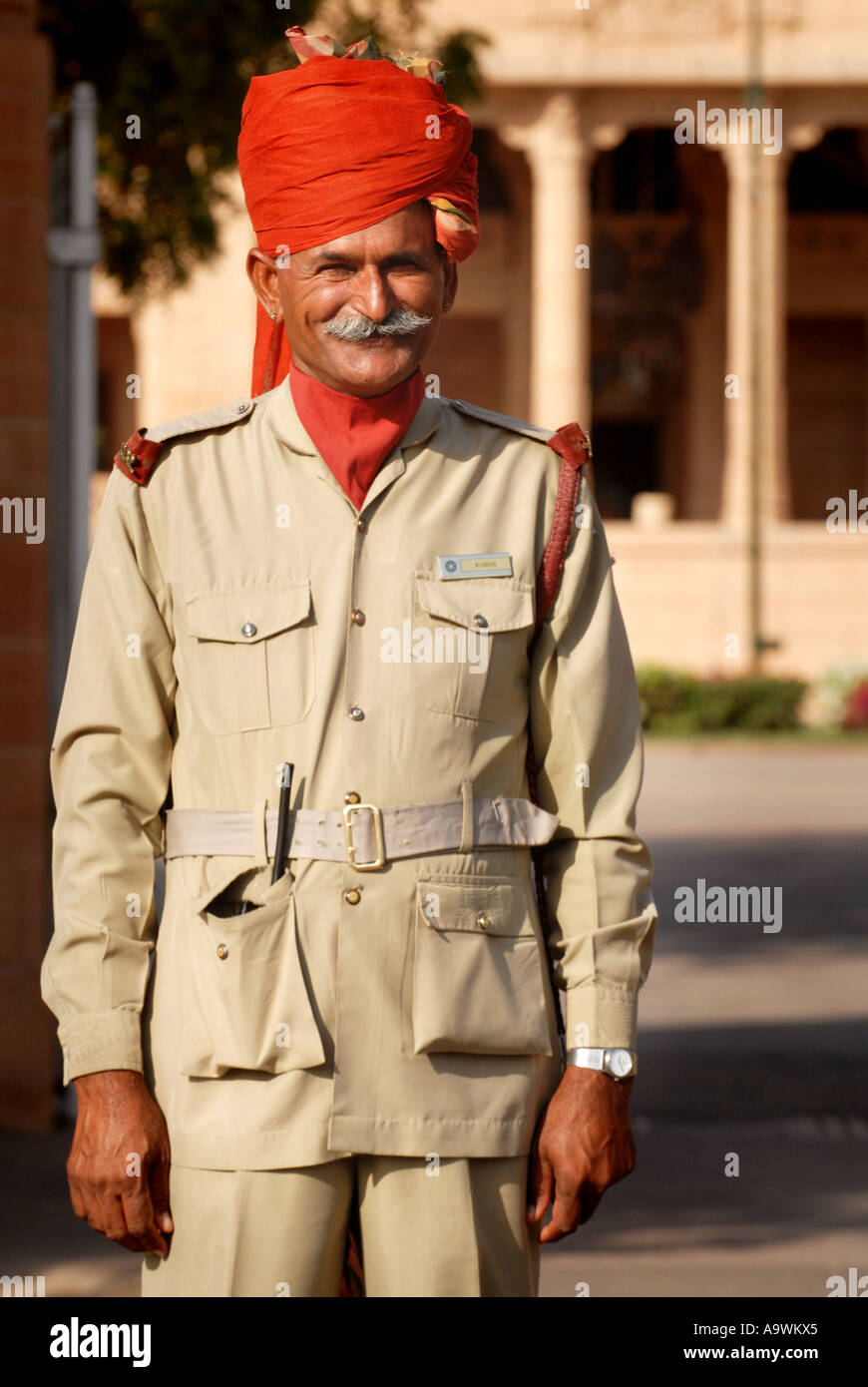 Security guard at the Umaid Bhawan Palace Jodhpur the blue city