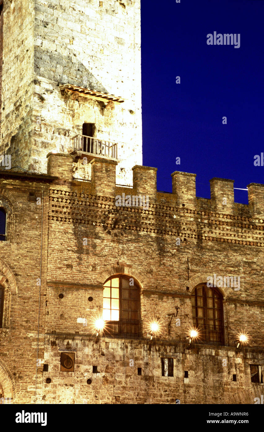 Italy, Tuscany, San Gimignano medieval town, low angle view Stock Photo