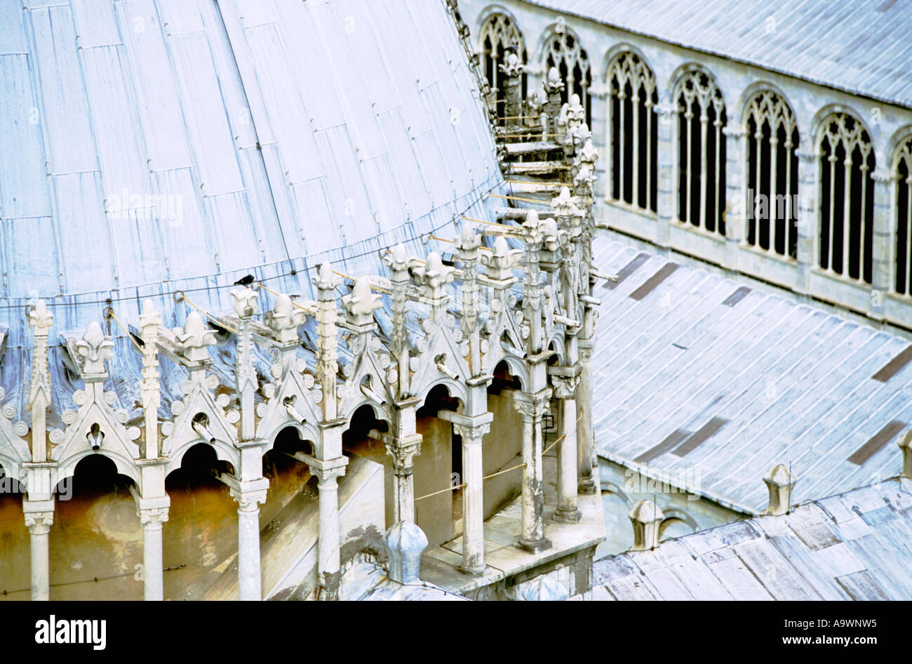 Italy, Tuscany, Tuscana, St. Mary's cathedral, Pisa miracle square, campo dei Miracoli, elevated view Stock Photo