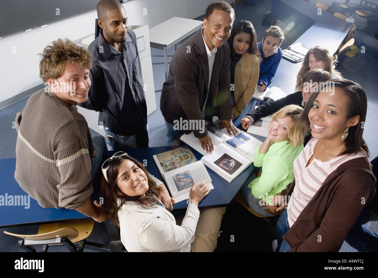 Portrait of students and teacher in the classroom Stock Photo