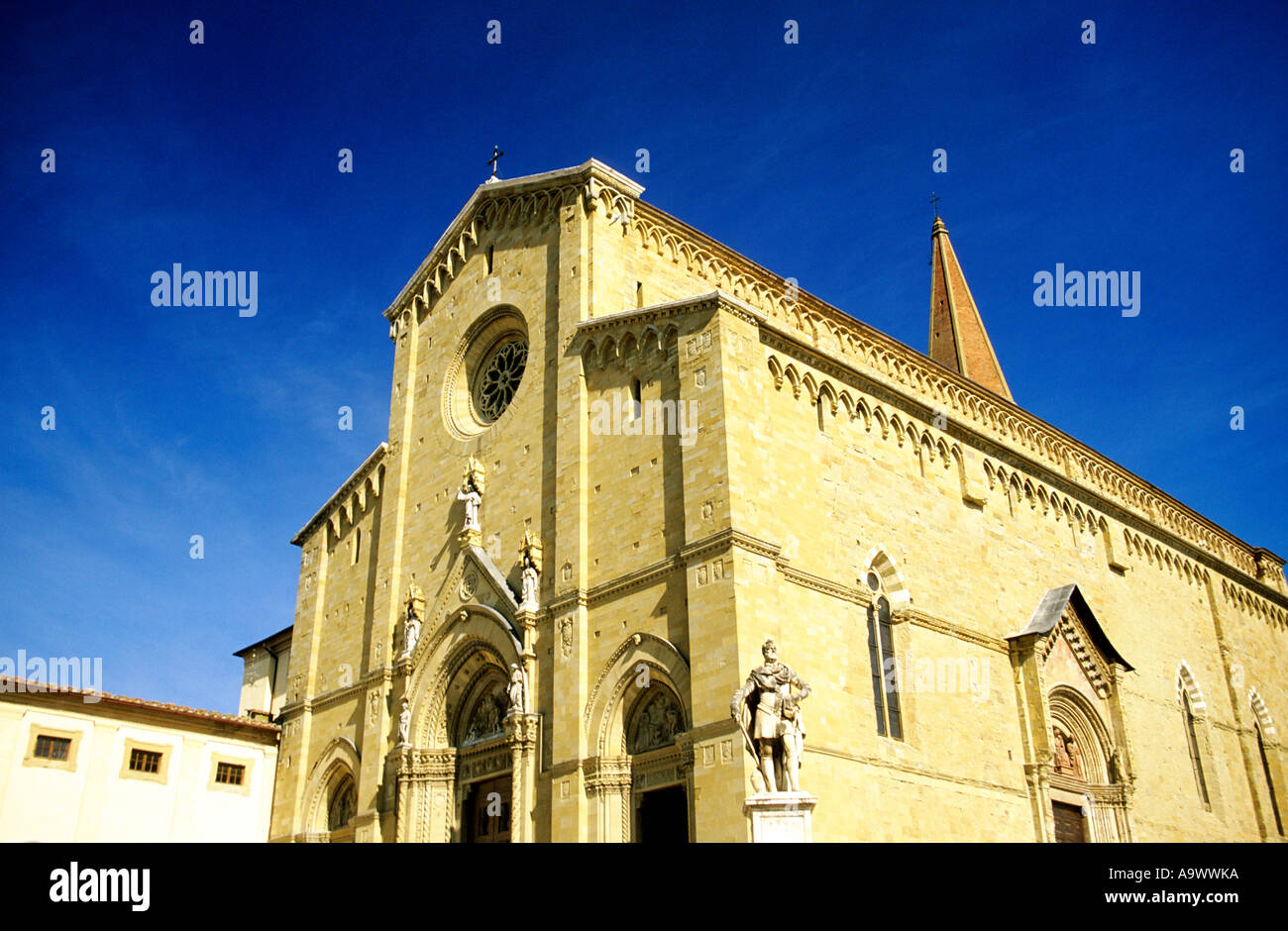 Italy, Tuscany, Arezzo town cathedral, main church of Arezzo, low angle view Stock Photo