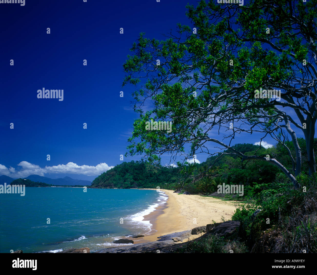 SCENIC TRINITY BEACH CAIRNS NORTH QUEENSLAND COASTLINE AUSTRALIA Stock Photo