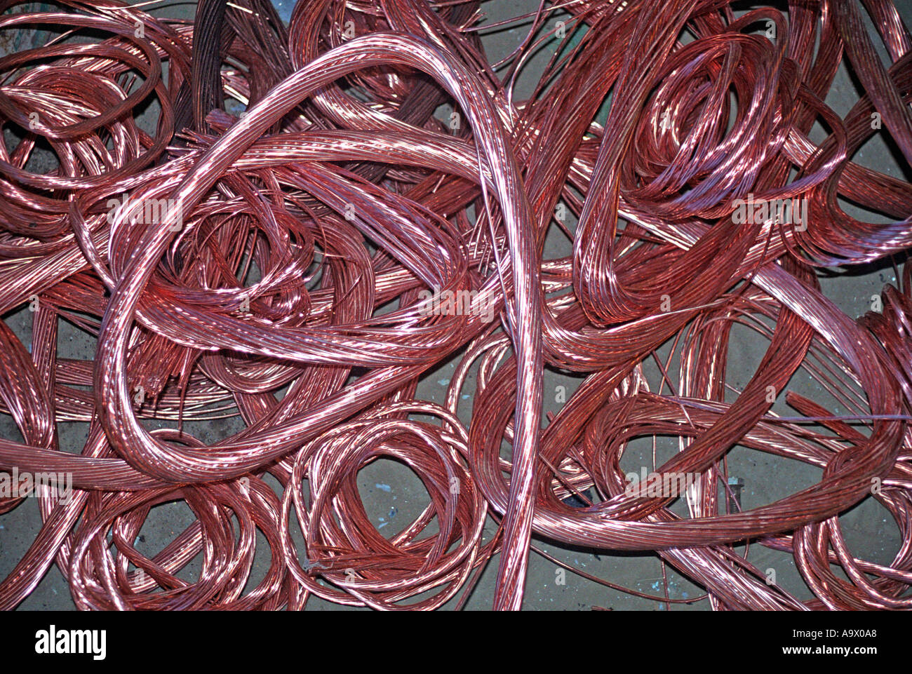 Copper wire ready for recycling at a scrapyard Stock Photo Alamy