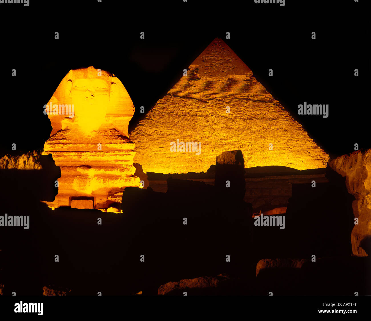 SON ET LUMIERE GREAT PYRAMID SPHINX RUINS GIZA CAIRO EGYPT Stock Photo ...