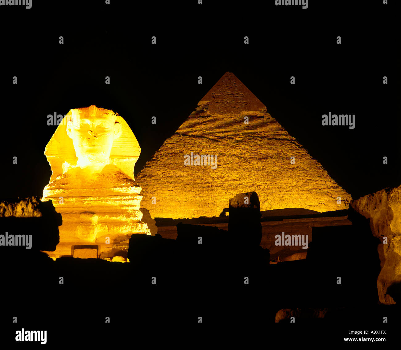 SON ET LUMIERE GREAT PYRAMID SPHINX RUINS GIZA CAIRO EGYPT Stock Photo ...