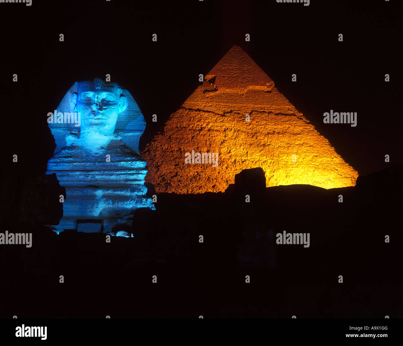 SON ET LUMIERE GREAT PYRAMID SPHINX RUINS GIZA CAIRO EGYPT Stock Photo ...
