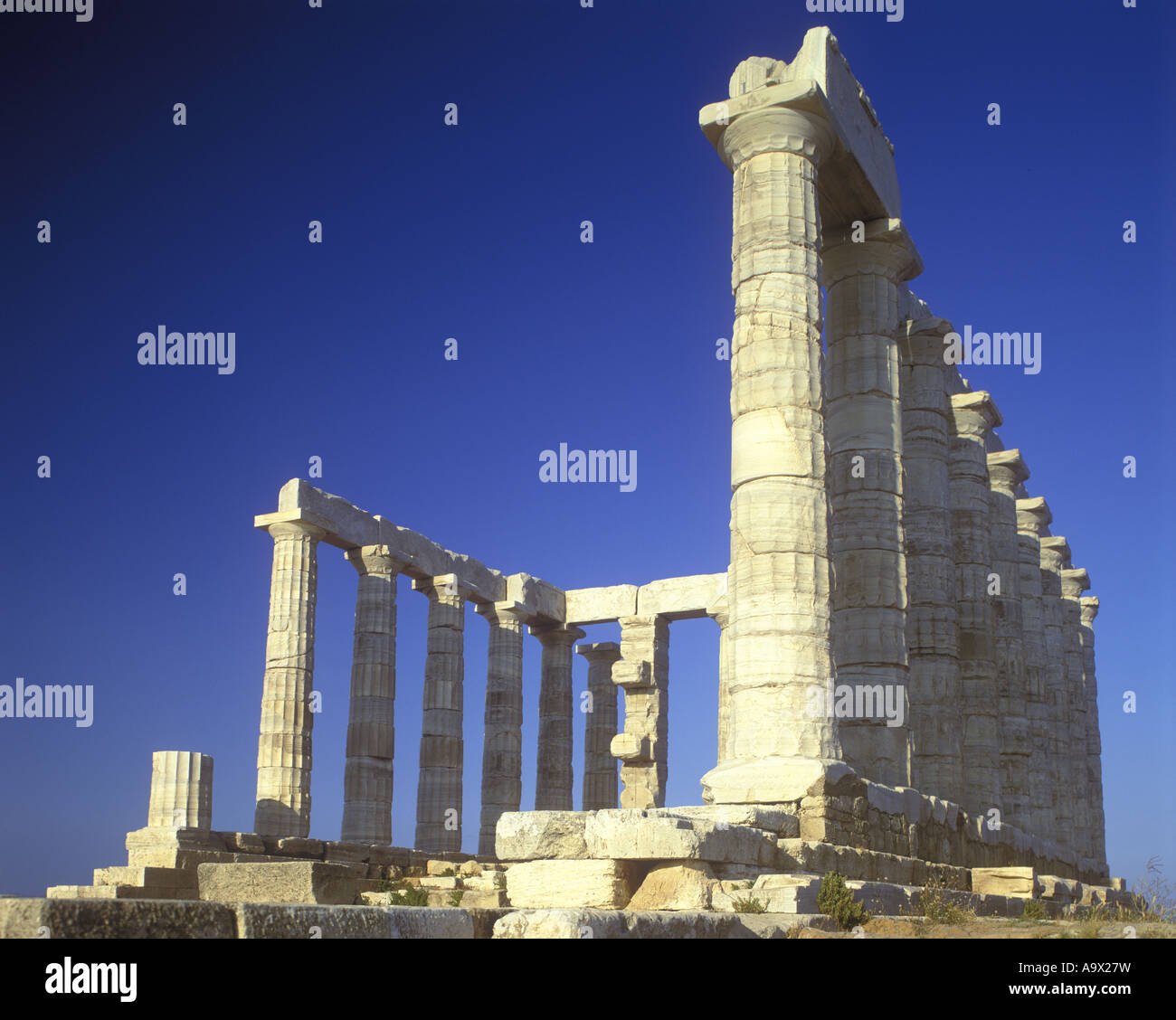 STONE COLUMNS TEMPLE OF POSEIDON CAPE SOUNION ATTICA GREECE Stock Photo ...