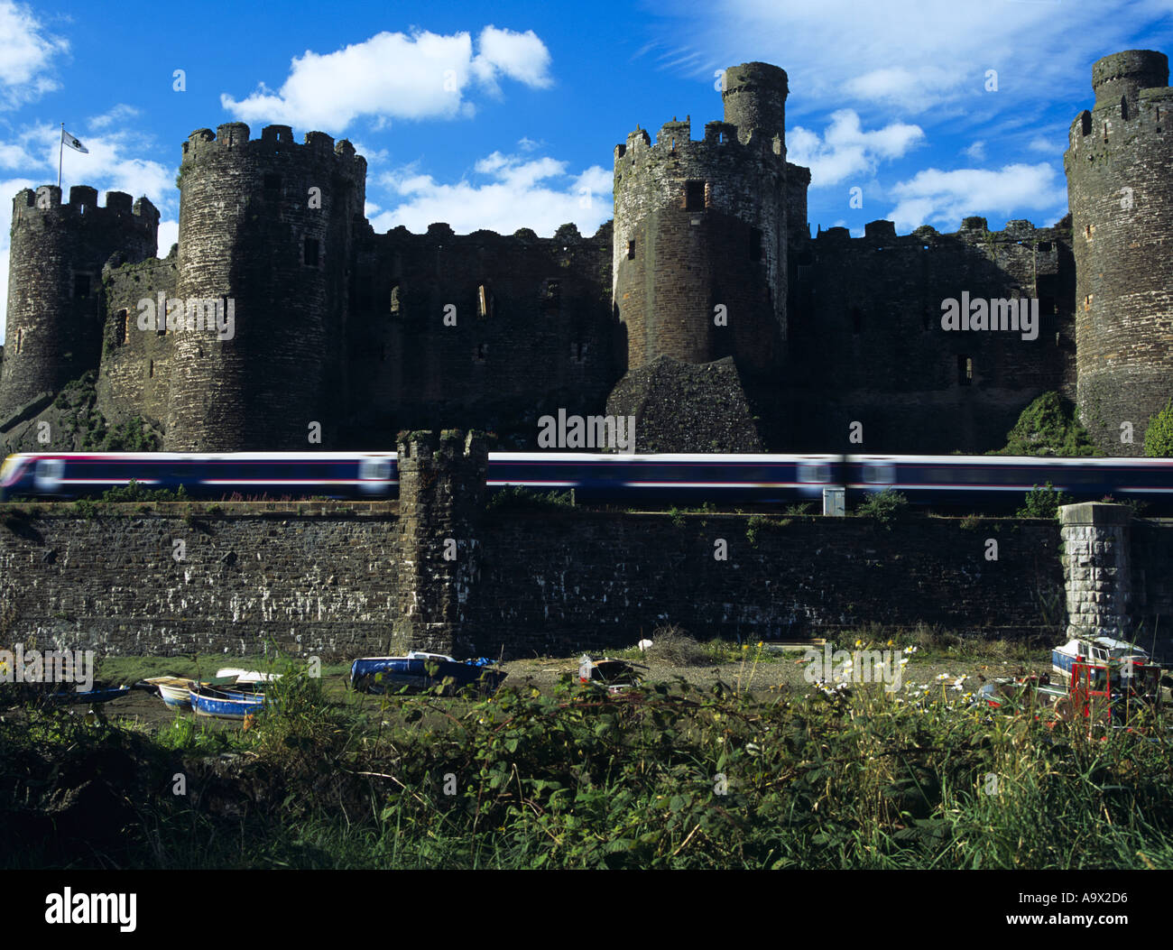 CONWY NORTH WALES UK September Conwy Castle built in the shape of a Welsh Harp by Edward 1 Stock Photo