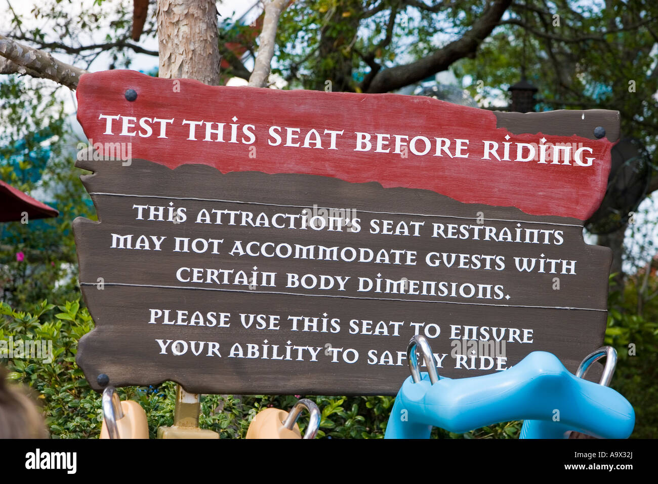 Warning sign, Islands of Adventure, Orlando Florida Stock Photo