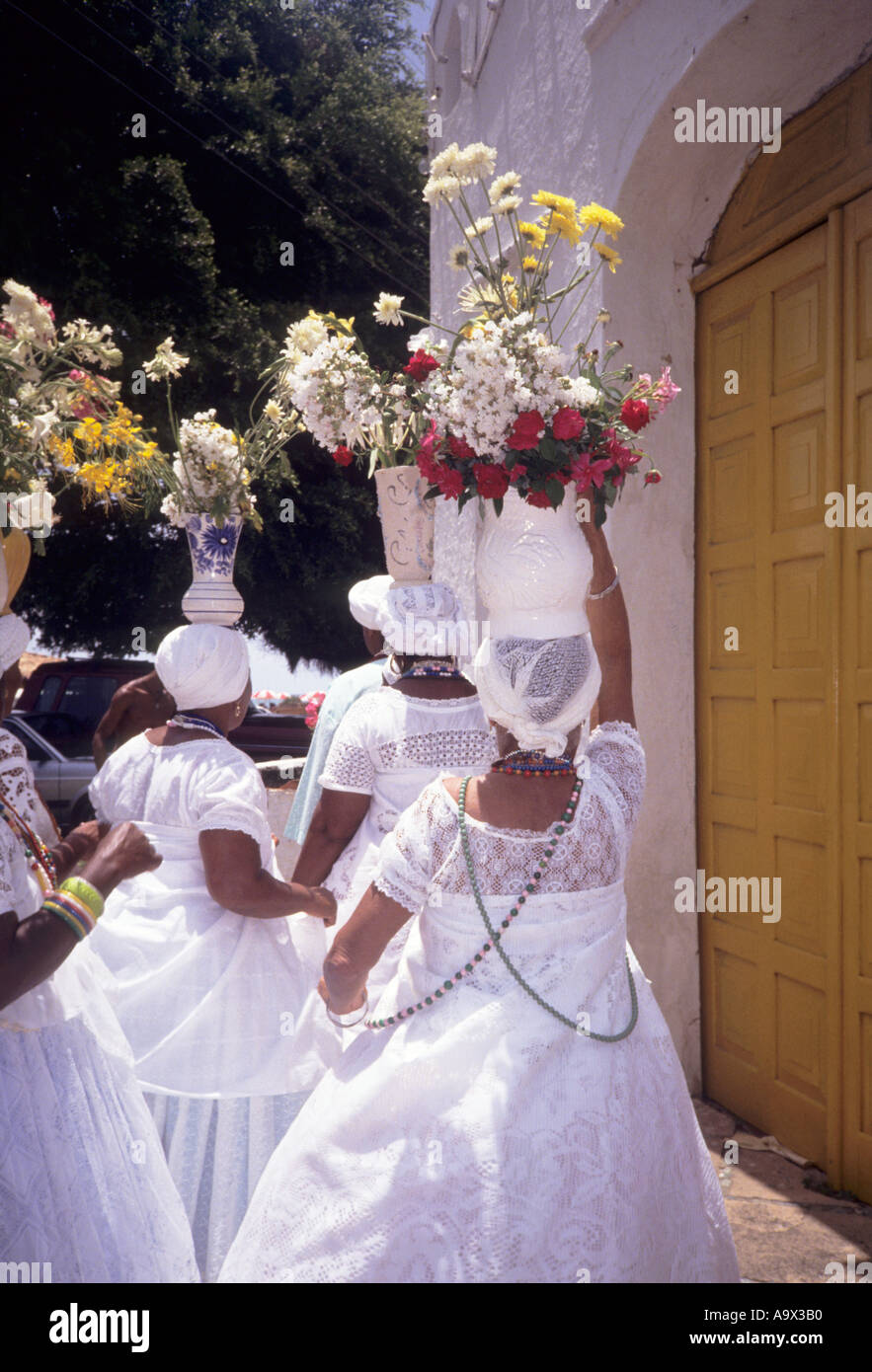 Itaparica Island Bahia Brazil Baiana Women Outside The Church