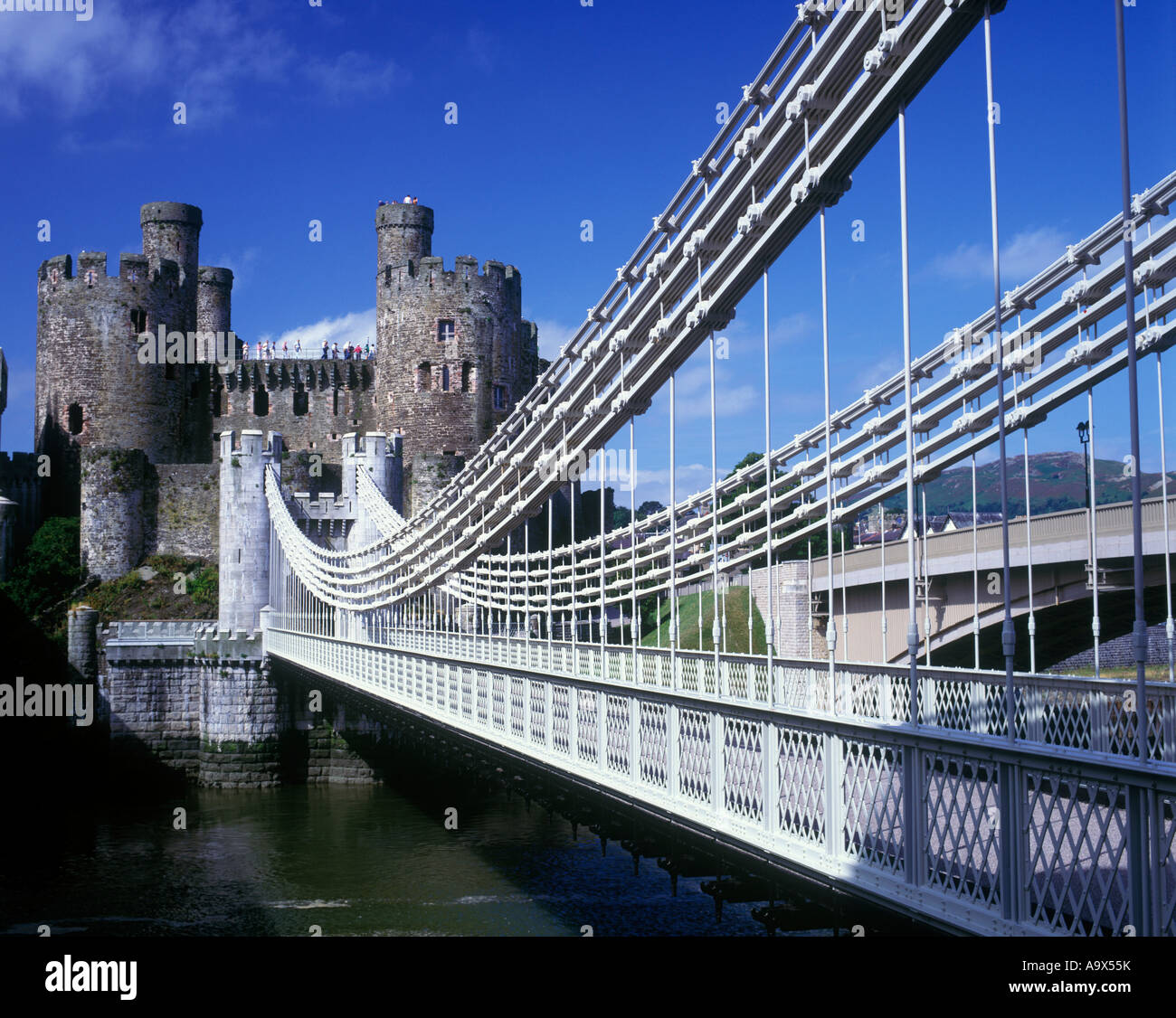 Conwy castle telford suspension bridge north wales uk conwy hires