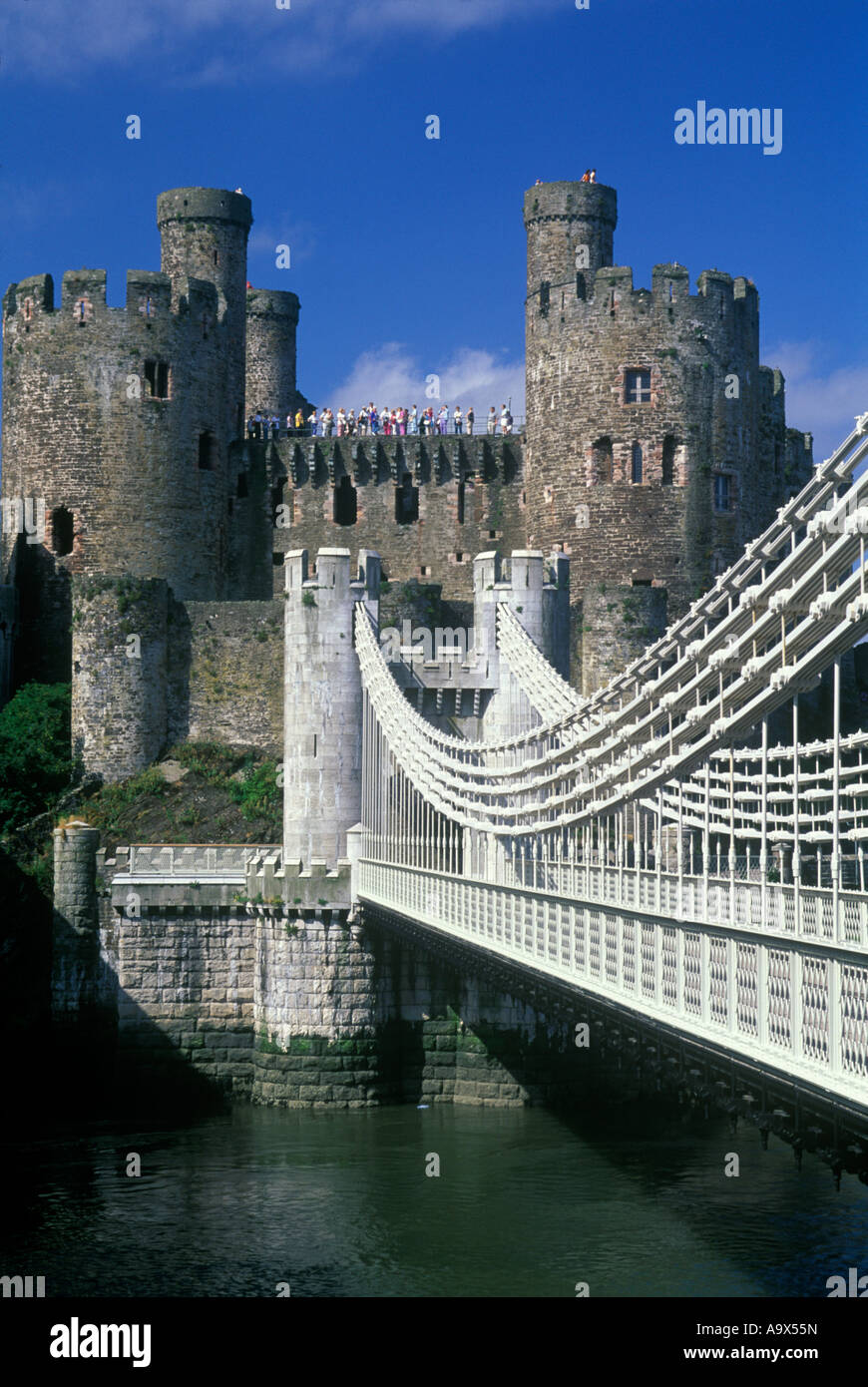 Conwy castle telford suspension bridge hires stock photography and