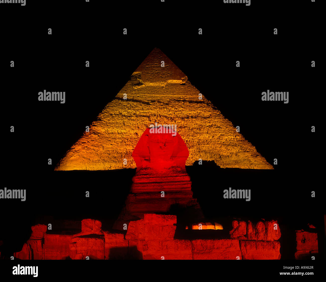 SON ET LUMIERE GREAT PYRAMID SPHINX RUINS GIZA CAIRO EGYPT Stock Photo ...