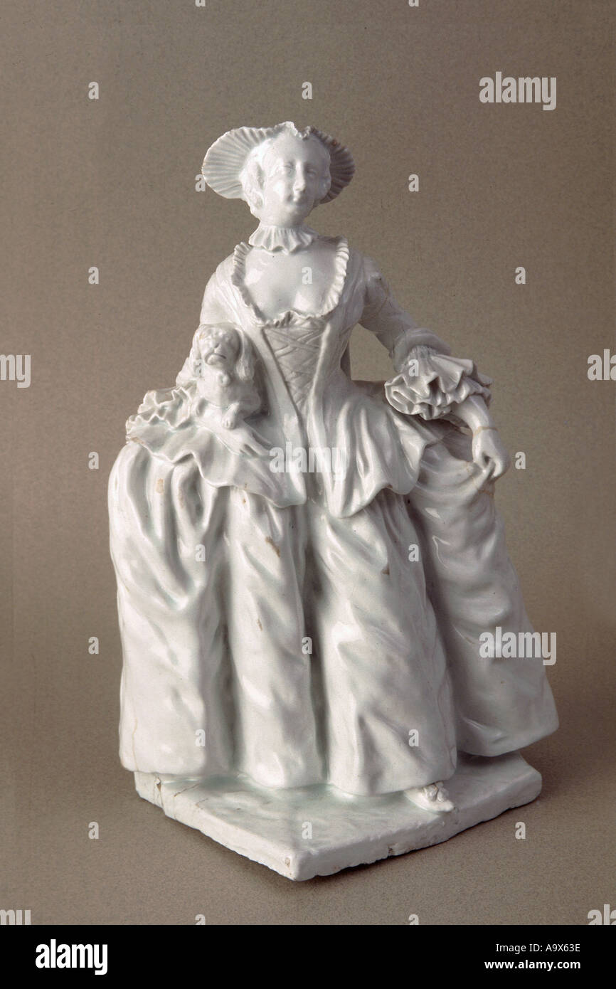 Bow Porcelain A white figure of Kitty Clive in the role of the fine lady circa 1755 Stock Photo