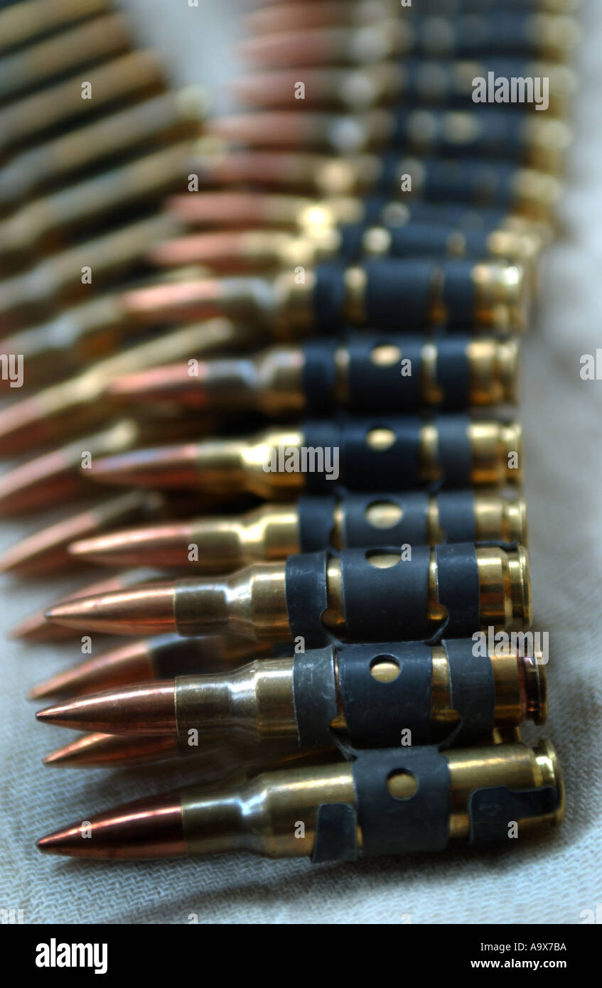 a belt of bullets ammunition Stock Photo Alamy