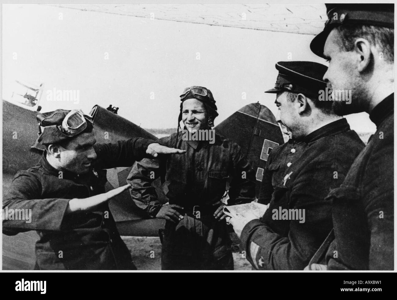 Soviet Pilots Re Enact Stock Photo