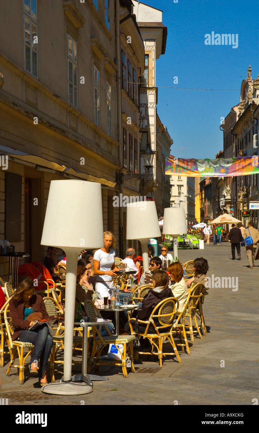 Cafe terrace at Panska Street in Bratislava Slovakia EU Stock Photo