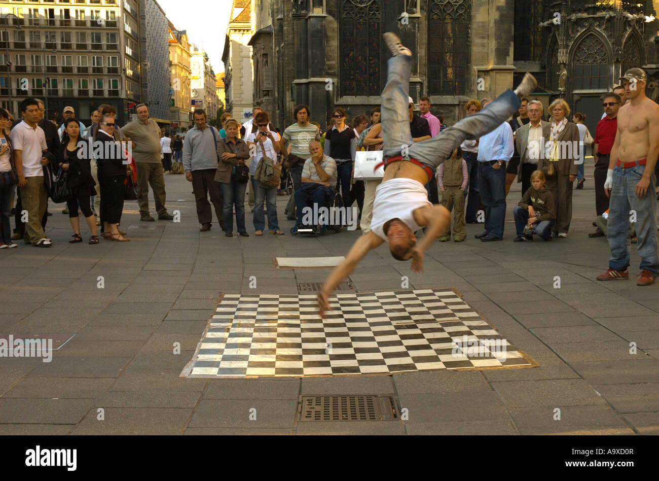 Street performer at Stephansplatz Vienna Austria Stock Photo