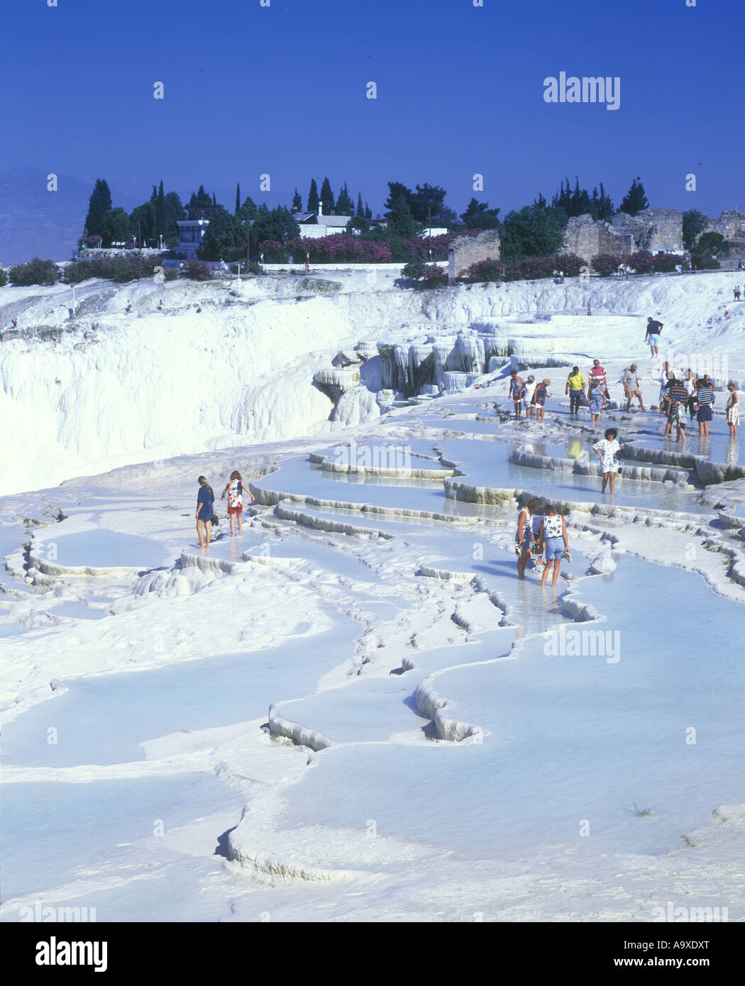 THERMAL SPRINGS TRAVERTINE POOLS LIMESTONE TERRACES PAMUKKALE TURKEY